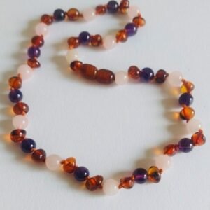 Amatista, Ambar Cognac y Cuarzo Rosa