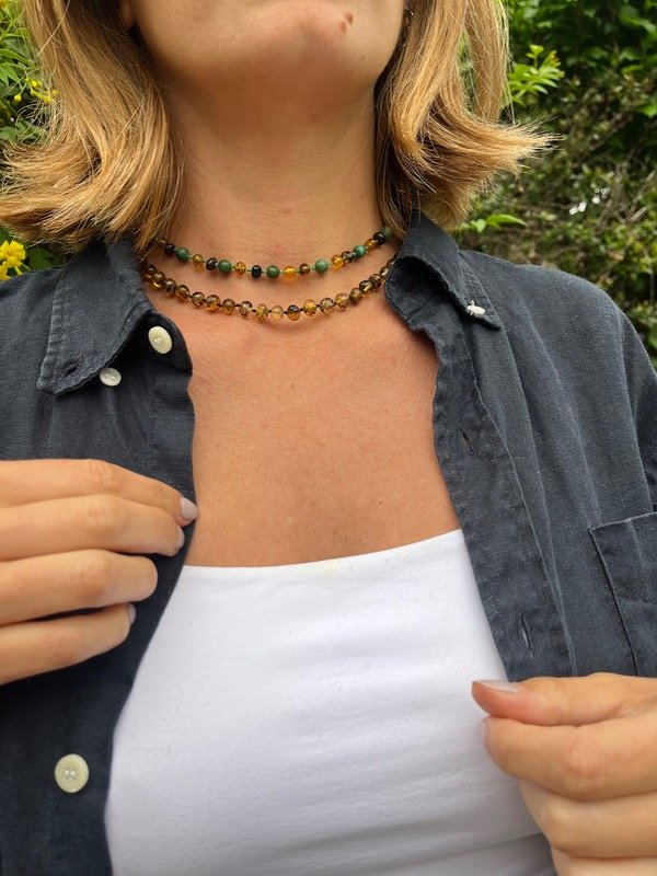 Collar de Ámbar con Dije de Corazón - Imagen 2