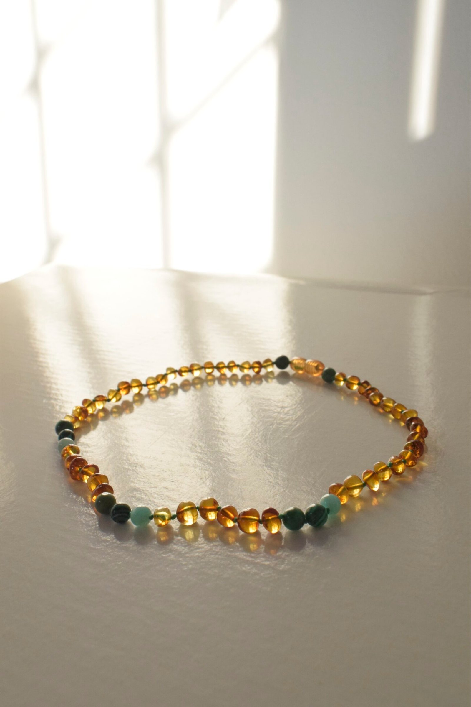 Collar ambar Cognac Claro, Malaquita, Amazonita y Jade Africano. - Imagen 2