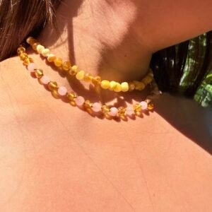 Collar Ámbar y Cuarzo Rosa (Bebés)