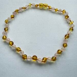 Collar ámbar y cuarzo rosa